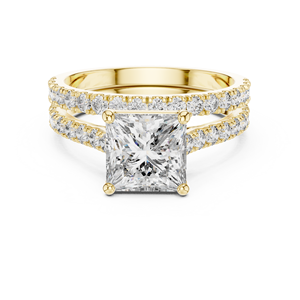 Anillo de Compromiso y Aniversario de Oro Amarillo de 10K con Diamante Corte Cojín y Diseño Eterna Glow Bloom - Product Image 4