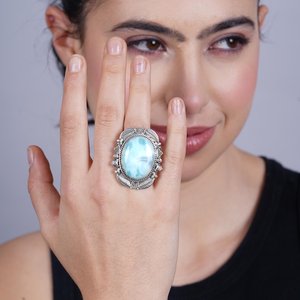 Anillo de Plata Larimar, Anillo de Plata de Ley 925, Plata de Ley 925 Sólida - Product Image 5