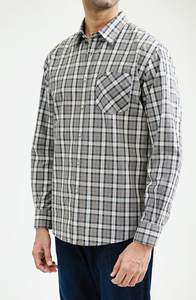 Chemise en coton à carreaux gris légère pour homme, chemise décontractée à manches longues, chemise boutonnée élégante décontractée, chemise décontractée pour homme - Product Image 5