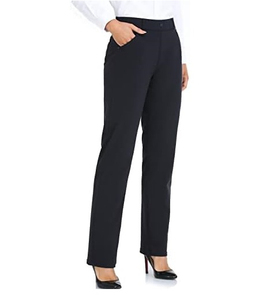 Pantalones de Mujer de Cintura Alta, Corte Holgado, Estilo Lápiz, Color Sólido, Crepé, Casuales, Invierno, Largura hasta la Rodilla, Cintura Elástica, Antiarrugas - Product Image 4
