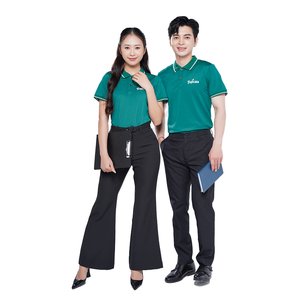 Conjunto de Uniforme Promocional para Personal, Camiseta Polo y Delantal de Poliéster Tejido Personalizables para Cafetería, Restaurante, Panadería, Ropa de Trabajo - Product Image 1