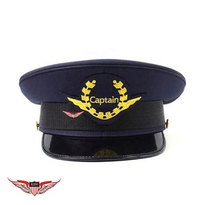 Casquette de capitaine bleu marine brodée en soie métallique de qualité supérieure KEW Wholesale |   Casquette d'uniforme brodée |   Casquette de parade et de cérémonie - Product Image 1