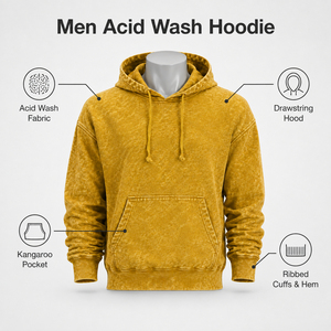 Sweat à capuche pour homme, effet délavé, conçu avec une apparence unique et une construction confortable pour un style de vie urbain. - Product Image 6
