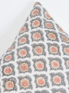 Orange White Boho Tufted Jaipuri Cushion Cover Indian Printed <b>Decorative</b> <b>Pillow</b> Cover for Sofa Living Room Decor - Product Image 2