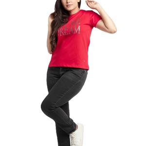 Camiseta de Lona para Mujer, de Alta Calidad, Elegante y Cómoda, Corte Ajustado, Diseño Personalizado, Cuello Redondo, Estampados Vibrantes, Colores Casuales - Product Image 6