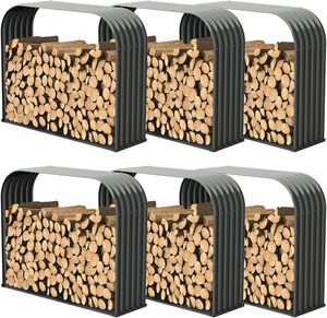 Eco-Friendly Outdoor Steel Firewood Rack with Built-In Decorative Planter for Home and Garden Campgrounds and Patios - Product Image 1