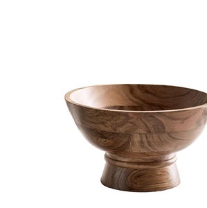 Bol à fruits en bois de luxe, fait main, sur piétement, bol de service moderne, centre de table décoratif pour table à manger, acacia naturel - Product Image 1