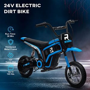 Moto Elettrica da Fuoristrada 24V 350W Blu per 13+ Anni Max. Velocità 40 km/h Batteria al Litio Sospensione Posteriore 15 MPH con Freno e Clacson Musicale - Product Image 6