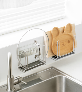 Soporte de pared para tapas de ollas y tablas de cortar de acero inoxidable 304, organizador de alta resistencia con capacidad de 10 kg. - Product Image 3