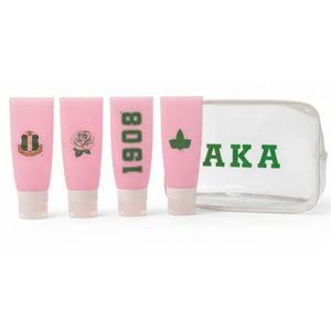 Set de Viaje AKA Rosa y Verde, Kit de Artículos de Aseo, Organizador de Botellas de Cosméticos, Estuche Aprobado por la TSA, Artículos Esenciales de Viaje Portátiles - Product Image 1