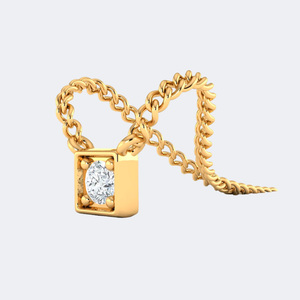 0.10CTW Round Brilliant <b>Frame</b>-Set Diamond Solitaire Necklace - Product Image 4