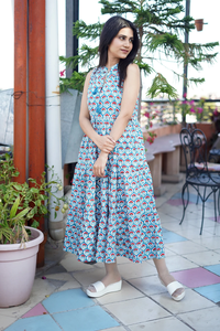 Vestido de Verano de Algodón Estampado a Mano para Mujer, 100% Sostenible, Largo Maxi, Diseño Sólido para la Temporada de Otoño/Verano - Product Image 4