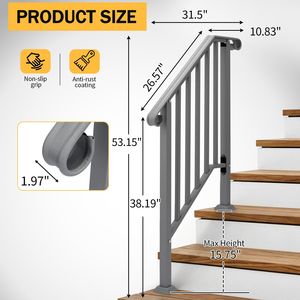 Corrimano in Ferro a 2 Gradini per Esterni, Dispositivo di Assistenza per Scale - Product Image 6