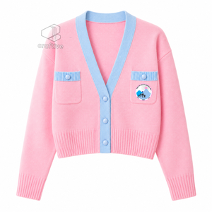 Jack And Jill Of America <b>Cardigan</b> Women's Embroidered Crest V-Neck Button Up Knit Sweater With Pockets Greek Collegiate Apparel - Product Image 1