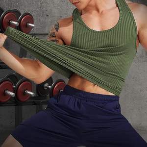 Chaleco Deportivo Transpirable con Orificios de Contraste de Color, Camisetas sin Mangas Elásticas Acanaladas Transpirables para Fisicoculturismo y Fitness en Stock - Product Image 3