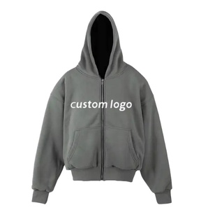 เสื้อฮู้ดดี้ผู้ชายทรงโอเวอร์ไซส์ ผ้าฟลีซ ซิปหน้า 80% คอตตอน 20% โพลีเอสเตอร์ มีกระเป๋า ระบายอากาศได้ดี เป็นมิตรกับสิ่งแวดล้อม รับสกรีนโลโก้ตามแบบ - Product Image 2