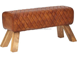 Modern Leather Upholstered Bench Wooden <b>Legs</b> Tufted Ottoman Bench Living Room Bedroom Seating Bench 2026 - Product Image 5