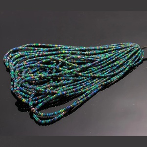Perles d'opale éthiopienne noire de qualité supérieure, lisses et en forme de rondelle, perles d'opale éthiopienne noire de 3 à 5 millimètres pour la création de bijoux - Product Image 2
