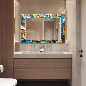 Espejo Rectangular de Lujo con Mosaico Azul Turquesa y Marco Artístico con Incrustaciones Amarillas Ámbar, Espejo Decorativo Moderno - Product Image 2