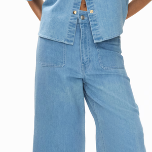 Pantalon décontracté en jean taille haute coupe droite pour femme, style streetwear, design personnalisé, marque privée - Product Image 3