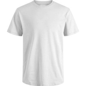 T-shirt blanc à manches courtes pour homme, col rond, coupe classique, style décontracté, 100% coton jersey, tissu tricoté, couleur unie, design simple - Product Image 1