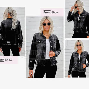 Vente en ligne de qualité supérieure Veste en jean pour femmes Veste en jean confortable de couleur unie pour femmes - Product Image 6