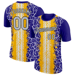Maillot de sport personnalisé imprimé par sublimation bleu noir à manches courtes unisexe respirant pour adulte Nom de l'équipe 00 Votre nom 00 Devant - Product Image 6