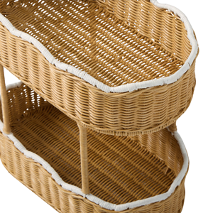 Vietnam Factory Wholesale Rattan <b>Storage</b> <b>Basket</b>, Eco-Friendly Rattan Tiered Diaper Caddy, Tiered Stacked Organizer Scalloped - Product Image 5