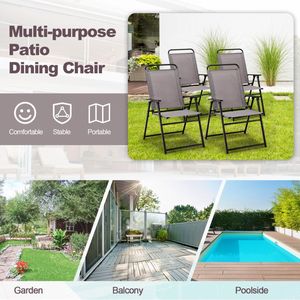 Ensemble de 4 chaises de jardin pliantes d'extérieur avec accoudoirs et dossier, design confortable en toile - Product Image 4