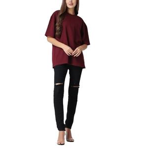 Nouvel arrivage de T-shirts surdimensionnés de fitness en coton égyptien imprimés personnalisés grande taille avec broderie à manches courtes pour femmes - Product Image 5