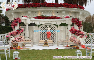 Mandap de mariage indien du Sud portable, thème rustique, décoration florale traditionnelle pour mariages en intérieur, installation en FRP, Floride, Australie - Product Image 3