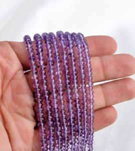 ลูกปัดอะมีทิสต์ธรรมชาติทรงรอนเดลล์เรียบ ขนาด 3 มม. ถึง 4 มม. ลูกปัดอะมีทิสต์ธรรมชาติแบบเรียบ สำหรับทำเครื่องประดับชั้นดี อัญมณี - Product Image 3