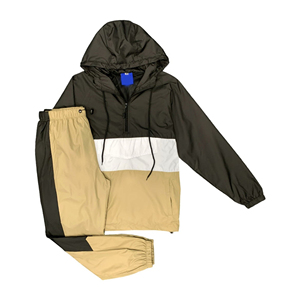 Ensemble veste et pantalon résistant à la pluie avec capuche, cordon de serrage amovible à la taille, poches zippées, coupe-vent, survêtement - Product Image 1