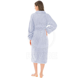 Peignoir pour femmes, douceur premium, texture confortable, vêtement relaxant, collection élégante pour la détente, hiver et été, 100% coton - Product Image 2