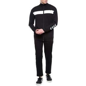 Conjunto deportivo de algodón con cuello redondo, chándal deportivo para hombre y mujer, negro, 2 piezas, chándal unisex, conjunto de chándal con logo personalizado. - Product Image 6