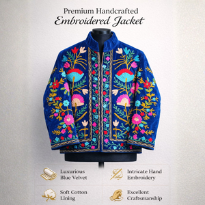 Chaqueta Bomber Bordada con Flores Hecha a Mano para Mujer, Cuello Alto, Manga Larga, Forro de Algodón - Product Image 2