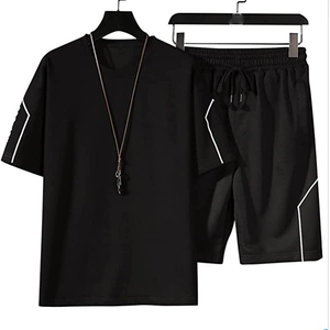 Nouvel ensemble court d'été 2026 avec cordon argenté, col rond, logo personnalisé, couleur unie, taille adulte S-3XL, ensemble deux pièces unisexe - Product Image 4