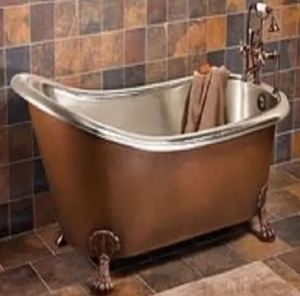 Baignoire autoportante ovale en cuivre à pattes de chat, finition antique pour la maison et les hôtels - Artisanat indien - Product Image 2