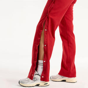 Pantalones Deportivos de Algodón Rojo para Mujer, Cintura Elástica, Bolsillos Laterales, Corte Holgado, Largos, Casuales, para Otoño - Product Image 6