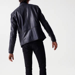 Chaqueta de Cuero Moderna para Hombre, Transpirable, Corte Regular, Chaqueta de Cuero Clásica para Hombre, Largo Regular, Acabado Transpirable - Product Image 3