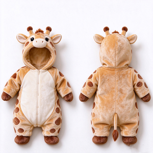Mono de zorro personalizado para bebé, pelele de animal de peluche, traje de zorro con capucha, disfraz de animal para recién nacido, mono de lana para bebé - Product Image 3