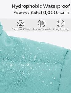 Chaqueta Acolchada Gruesa para Mujer, con Capucha, Cierre de Cremallera, Tejido Liso Teñido, Impermeable, Resistente al Viento, con Ribete de Piel Sintética, para Invierno - Product Image 6