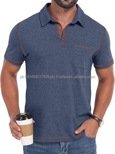Camisas de Golf para Hombre, Manga Corta, Cuello Redondo, de Poliéster/Algodón, Resistentes, Deportivas, Transpirables, Clásicas, con Botones - Product Image 2