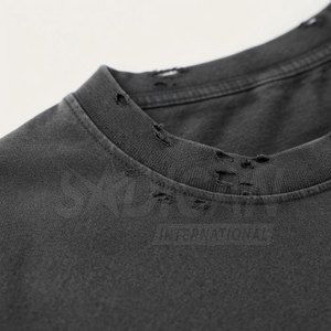 เสื้อยืดโอเวอร์ไซส์ทรงบ็อกซี่ผ้าฟลีซหนานุ่มพรีเมียม 100% คอตตอน สกรีนโลโก้ตามสั่ง แขนสั้นทรงดรอปโชว์เดอร์ ลุคดิสเทรส - Product Image 6
