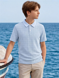 Chemise polo d'uniforme scolaire à manches courtes personnalisée, logo brodé, pour garçons, été - Product Image 3