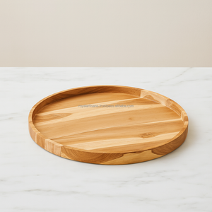Bandeja de Servir de Madera de Acacia Hecha a Mano, Acabado Pulido, Grado Comercial, Fácil de Limpiar, Segura para Contacto con Alimentos, Plato Decorativo para Cocina y Comedor - Product Image 1