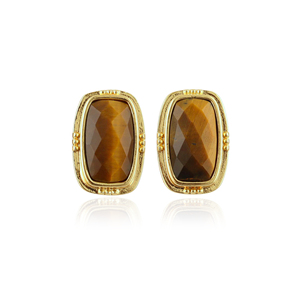 18k Gold Plated Rectangle Gemstone <b>Stud</b> <b>Earring's</b> Elegant Statement Women's Fashion Wholesale Luxury Trendy Accessories Jewelry - Product Image 6