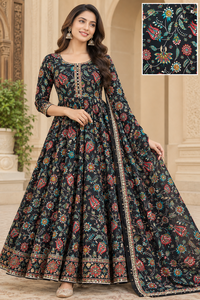 Tissu en rayonne de haute qualité imprimé à la feuille d'aluminium pour toutes les créations de la saison festive : robes, hauts, costumes, saris, vêtements à tombé fluide pour femmes - Product Image 1
