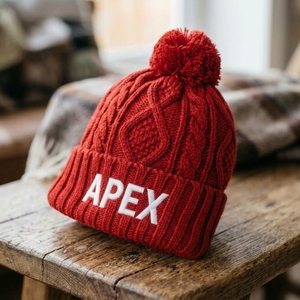 Bonnet en tricot rouge pour homme avec pompon, bonnet d'hiver à revers, unisexe, streetwear, bonnet ajusté, logo personnalisé, accessoire de mode en gros - Product Image 4