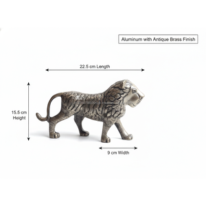 Figurine de lion en aluminium plaqué laiton antique 22,5 cm – Décoration de bureau artisanale de luxe |   Symbole de puissance et de leadership - Product Image 5